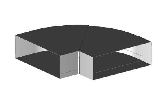 Kanál koleno nastaviteľné 150×50/45-90, pozink